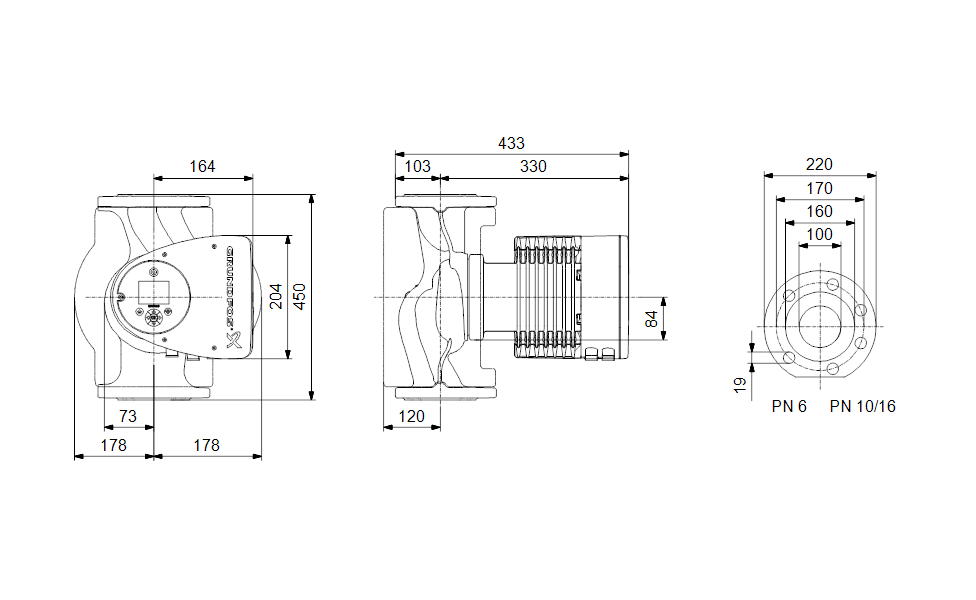 Výkres čerpadla Grundfos Magna3 100-40 F
